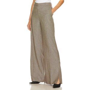 Anine Bing Lyra Mini Houndstooth High Rise Wide Leg Split Hem Trousers Size 4/6